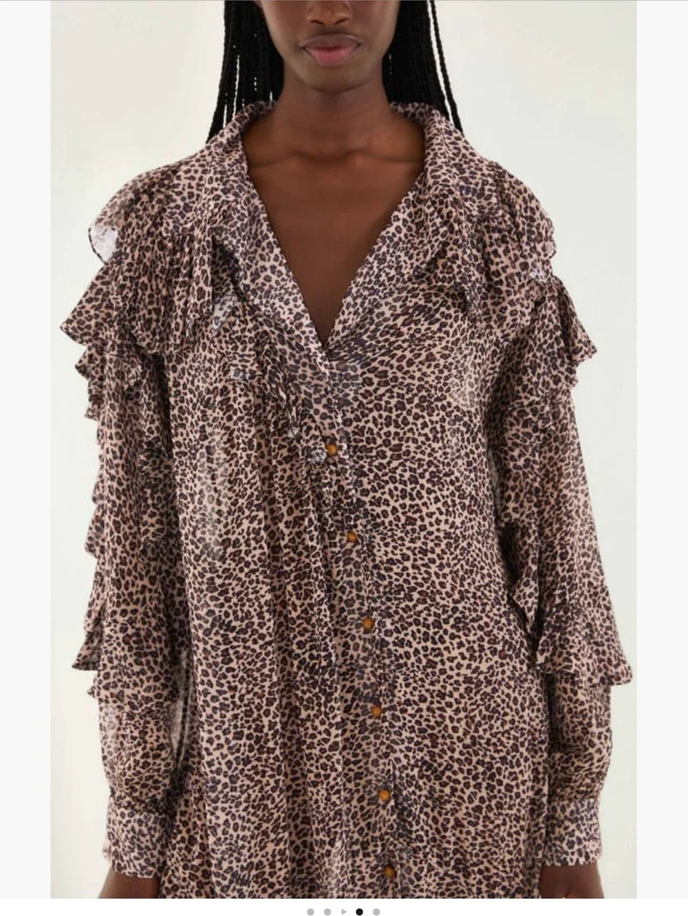 FARM RIO /Baby Leopard Long Ruffle Sleeve Maxi Shirt Dress - Sz. L - Picture 3 of 16